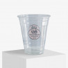 Personalised plastic cup with logo of 'Desserthuset'