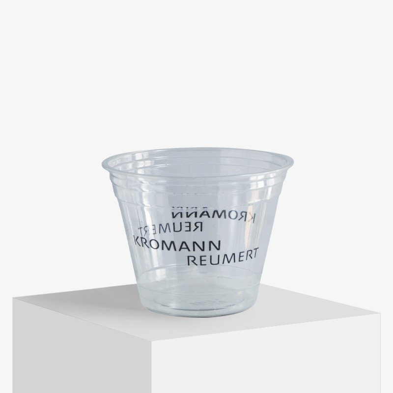 Branded 250 ml plastic cup with 1-color print