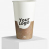 450 ml single wall paper cups with your logo in brown and white