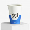 350 ml single wall paper cup with your logo in blue and white