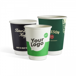 Biodegradable double wall paper cups with logo