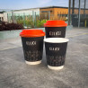 Custom printed double wall paper cups in 3 sizes with 'Elliot' logo