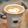 Custom printed biodegradable paper cup with Kristians Kaffe logo