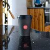 Black biodegradable paper cup with lid