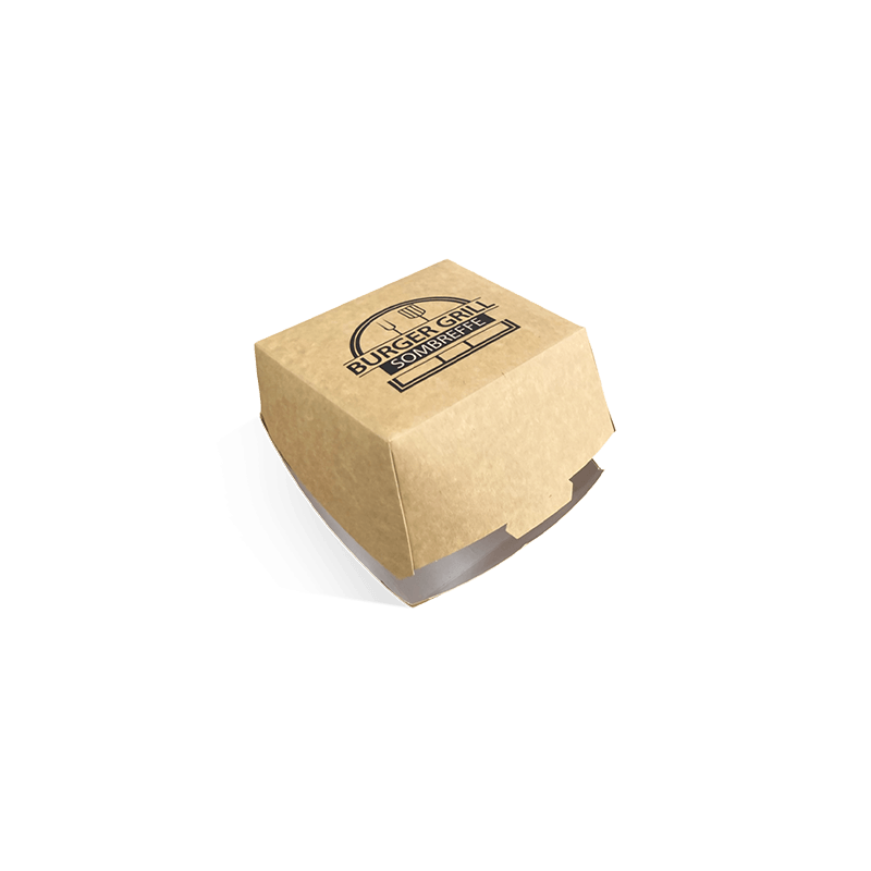 Custom printed burger boxes in white and brown