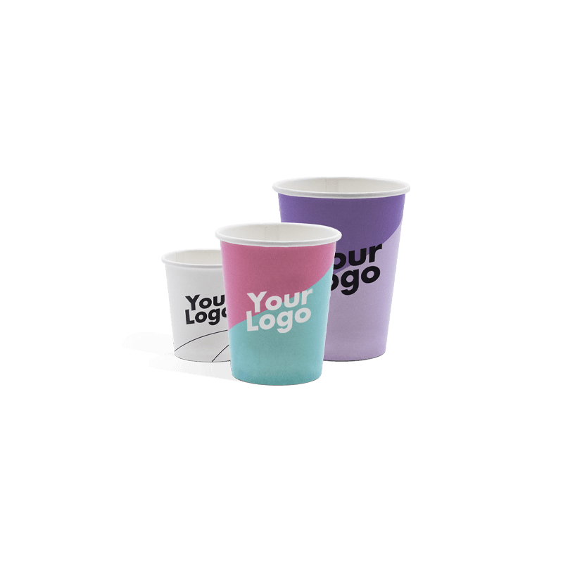 Custom printed express single wall paper cups in different colors and sizes