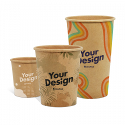 Kraft single wall paper cups with digital print