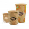 Single wall paper cups in brown kraft paper with 'Your Design'
