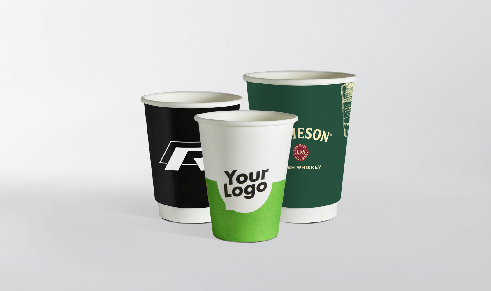 paper cups with print in different sizes